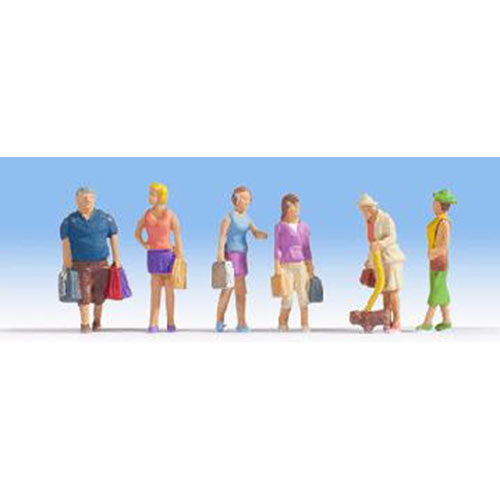 NOCH Shoppers (6) and Dog Figure Set HO Gauge Scenics 15518