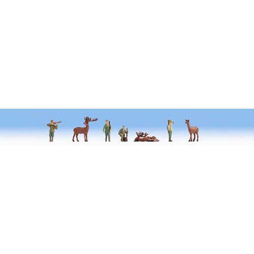 NOCH Hunters (4) and Deer (3) Figure Set HO Gauge Scenics 15731