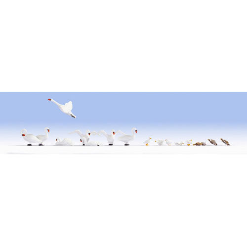 NOCH Swans (8) and Ducks (8) Figure Set HO Gauge Scenics 15774