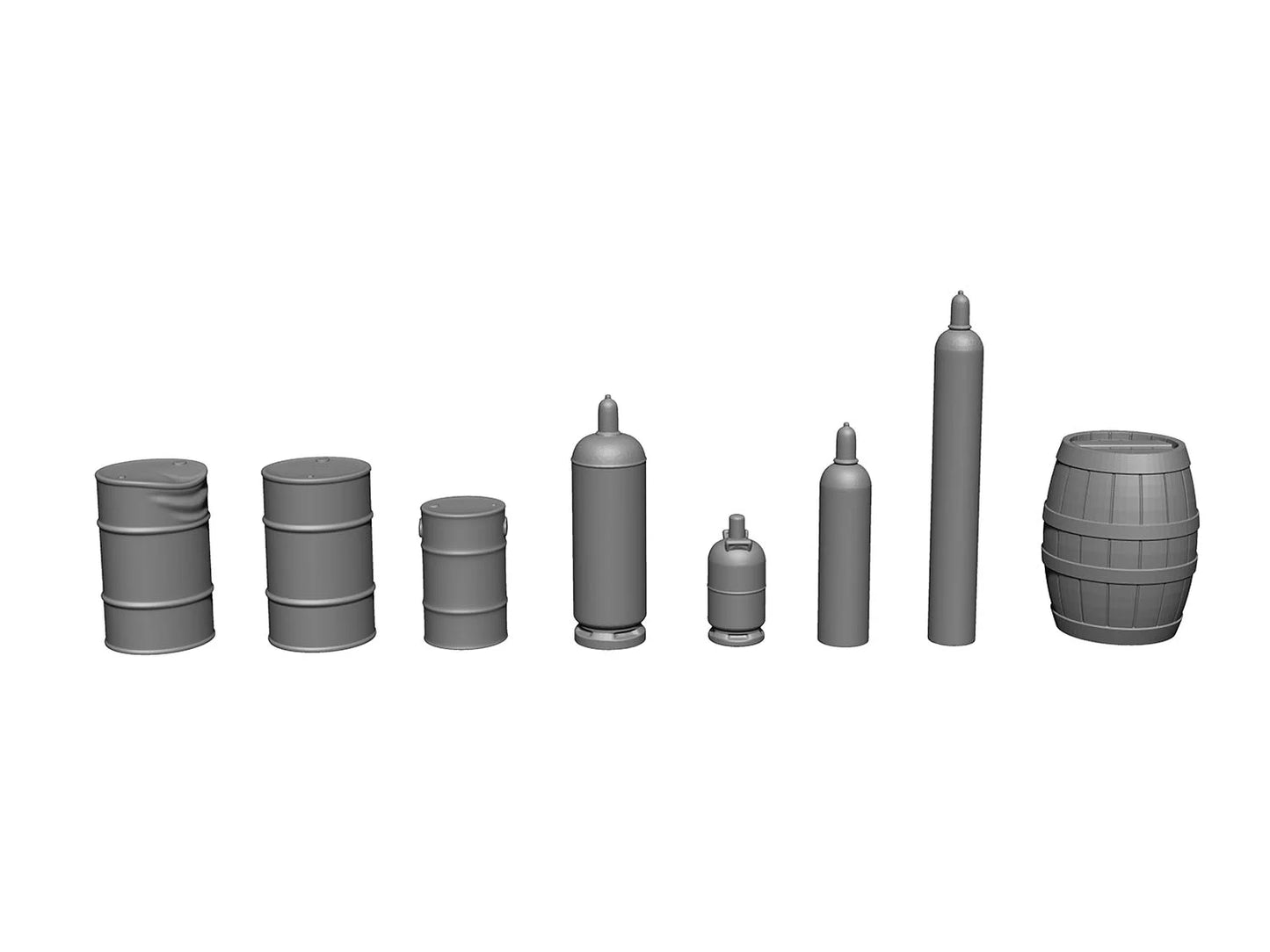 Noch 16413 Cargo Set Barrels & Gas Cylinders 3D Set (Pre-Built) HO Gauge