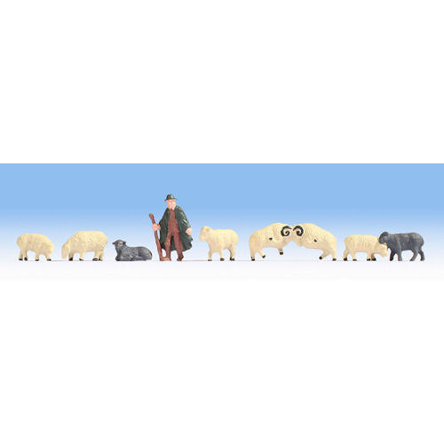 NOCH Shepherd and Sheep (8) Hobby Figure Set HO Gauge Scenics 18210