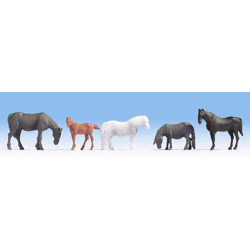 NOCH Horses (5) Hobby Figure Set HO Gauge Scenics 18215