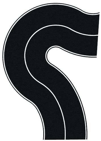 Noch Asphalt Road Universal Curve (2) 4cm Wide N Gauge 34201