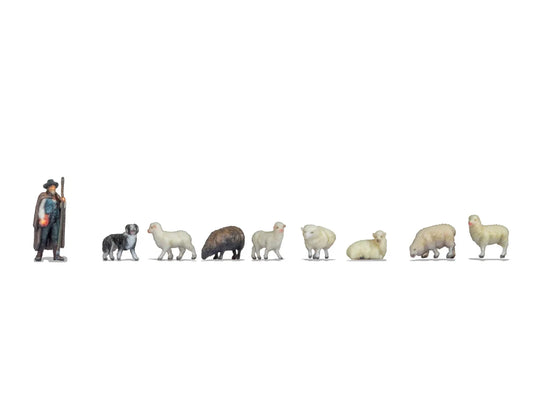 Noch Shepherd & Sheep (1+8) 3D Master Figure Set N35740 N Gauge