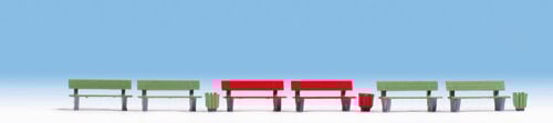 Noch Benches (6) and Litter Bins (3) Accessory Set N Gauge 35848