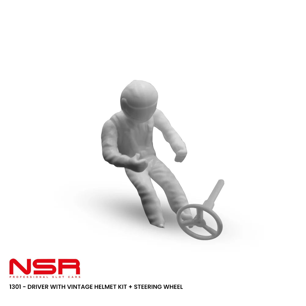 NSR Driver with Vintage Helmet Kit & Steering Wheel NSR1301 1:32