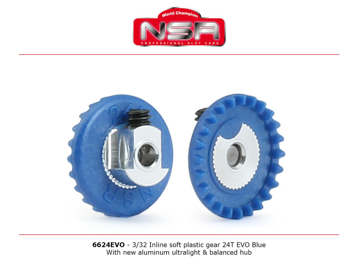 NSR 6324EVO 3/32 IL Soft Plastic Gear 24t EVO Blue AL UL Balanced Hub 1:32