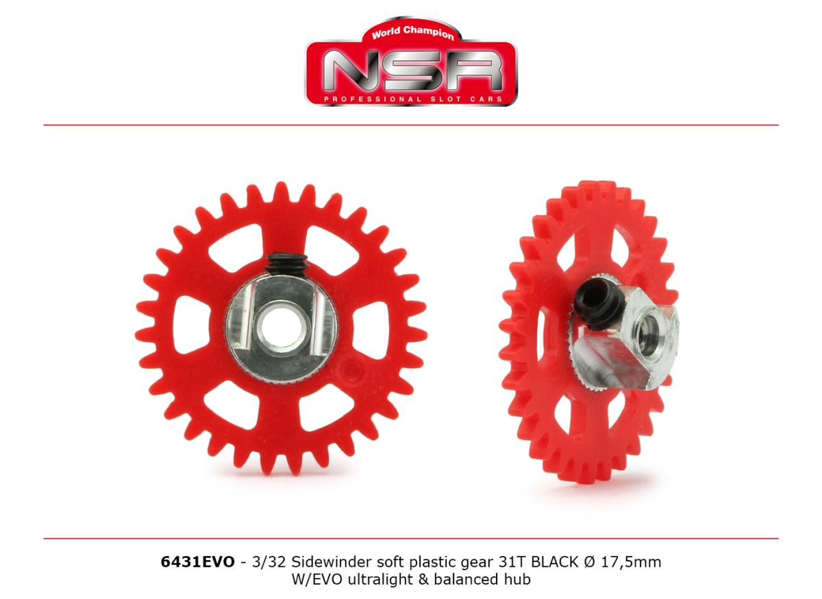 NSR 6431EVO 3/32 SW Soft Plastic Gear 31T Red 17.5mm w/EVO UL Hub 1:32