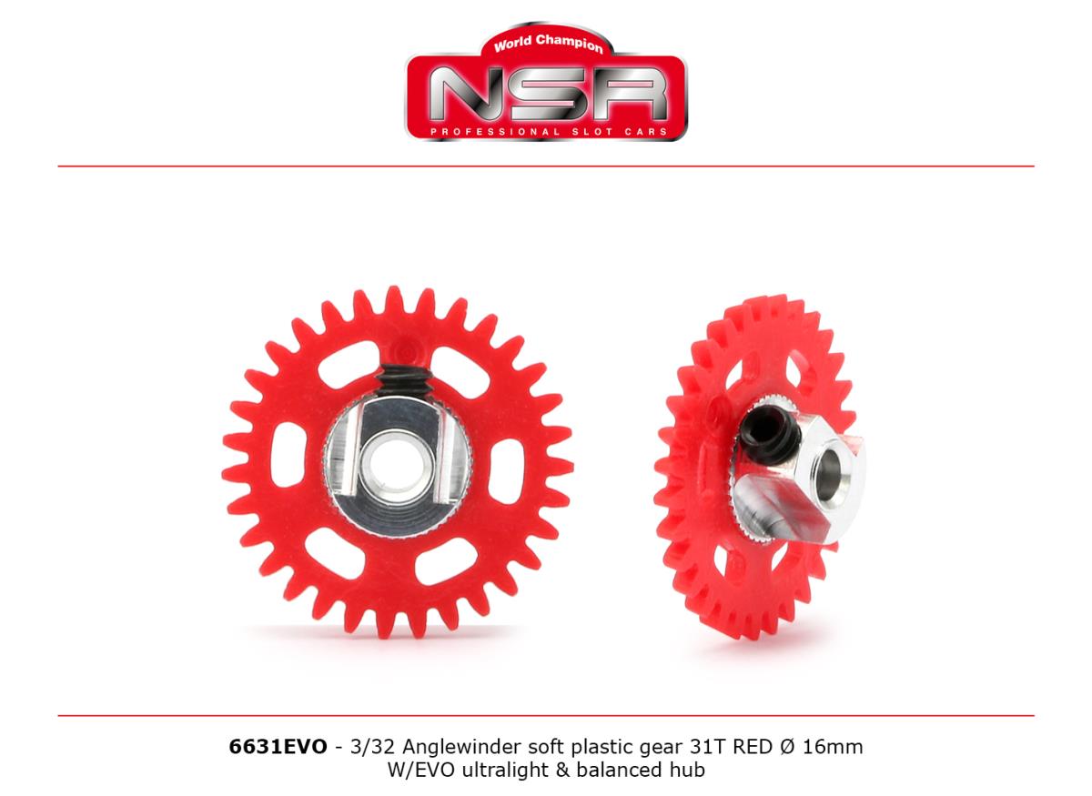 NSR 6631EVO 3/32 AW Soft Plastic Gear 31t Red 16mm UL Balanced Hub 1:32