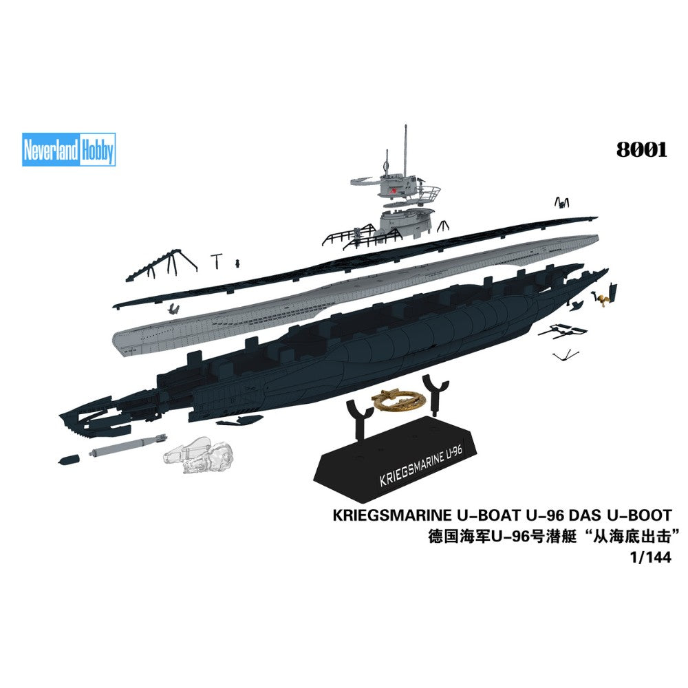 Neverland Hobby 8001 Kriegsmarine U-boat U-96 "Das U-boot" 1:144 Snap Model Kit