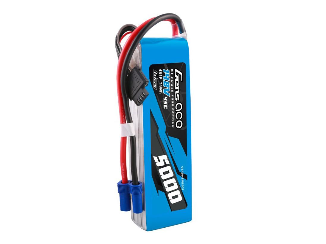 Gens Ace G-Tech LiPo Battery 4S 5000mAh 14.8V 45C w/ EC5 Plug RC Car Truck