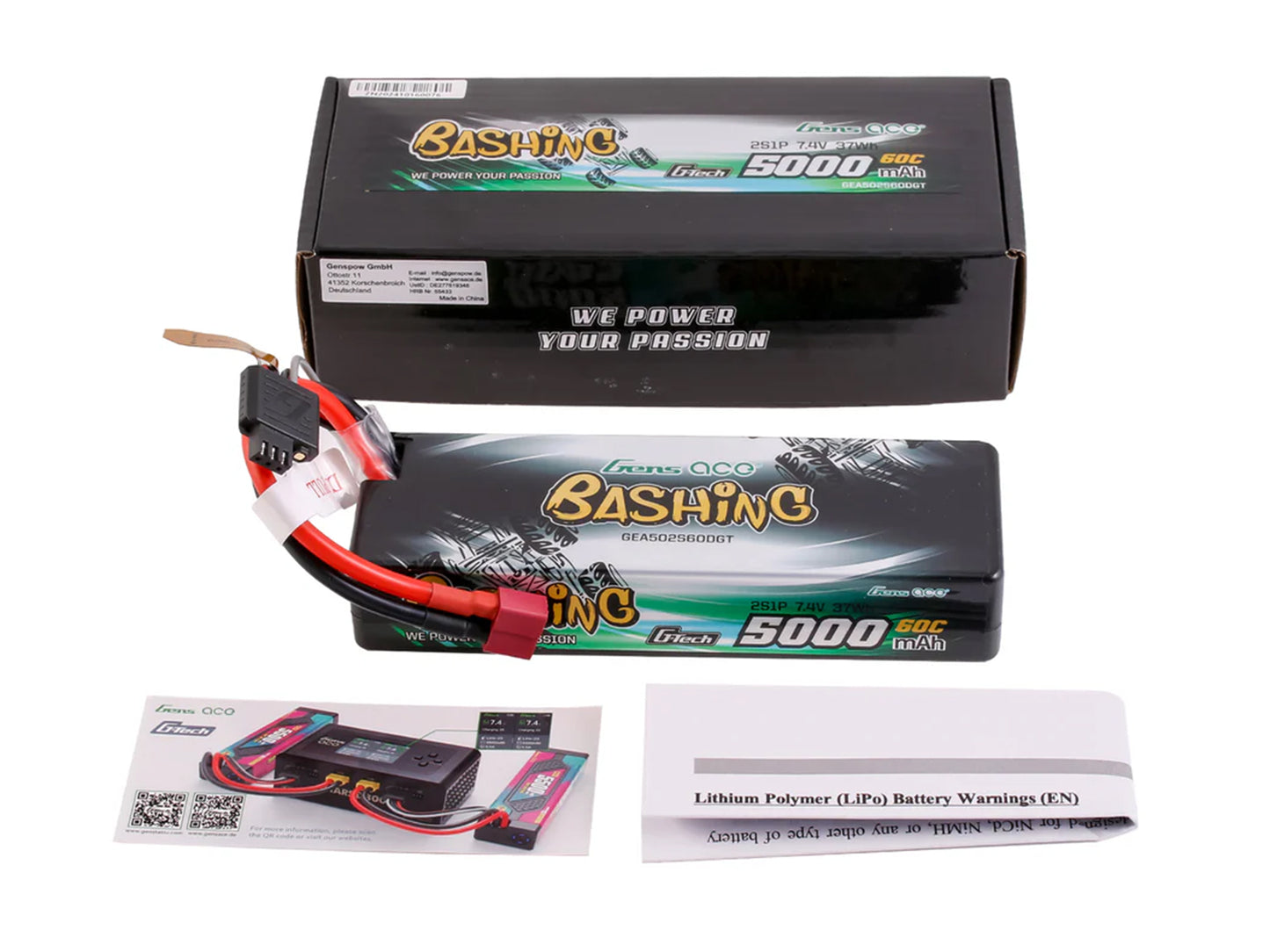 Gens Ace G-Tech Hard Case LiPo Battery - 2S 7.4V 5000mAh 60C (T-Type Connector)