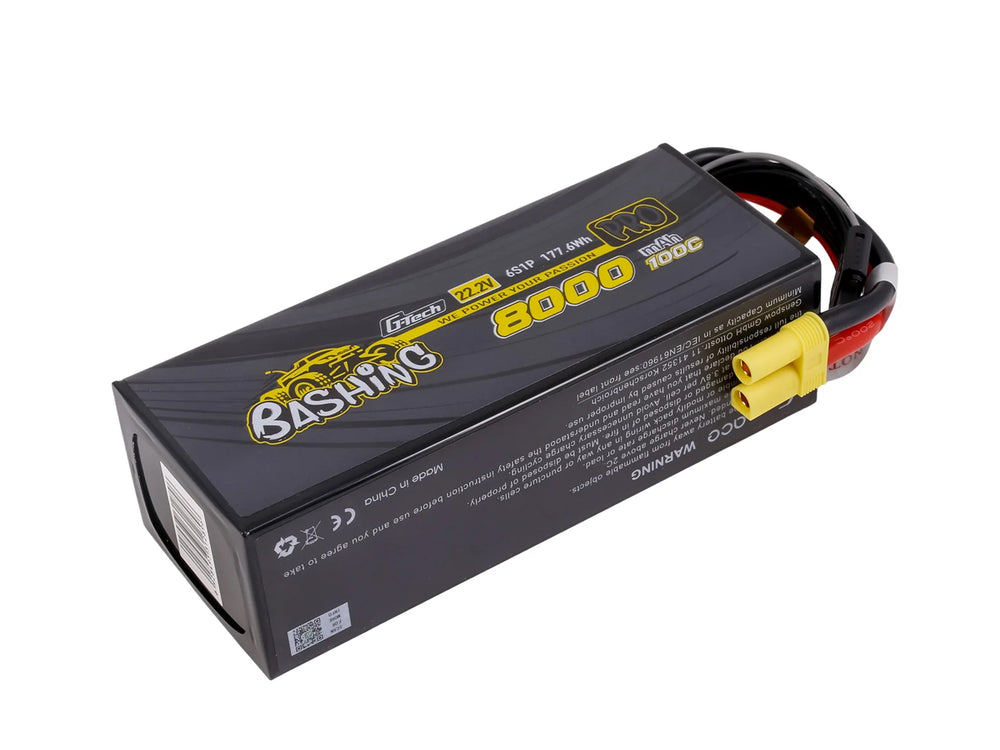 Gens Ace G-Tech 6S 8000mAh 22.2V 100C EC5 Bashing LiPo RC Car Battery