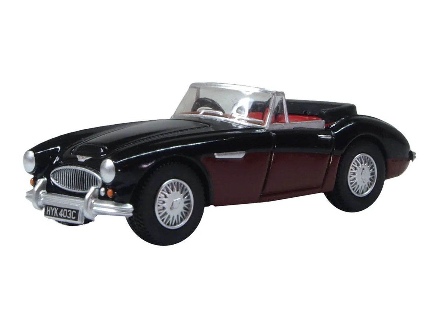 Oxford Diecast Austin Healey 3000 Black/Burgundy OD76AH3006 OO