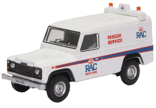 Oxford Diecast 76DEF015 Land Rover Defender LWB Hard Back RAC OO Gauge