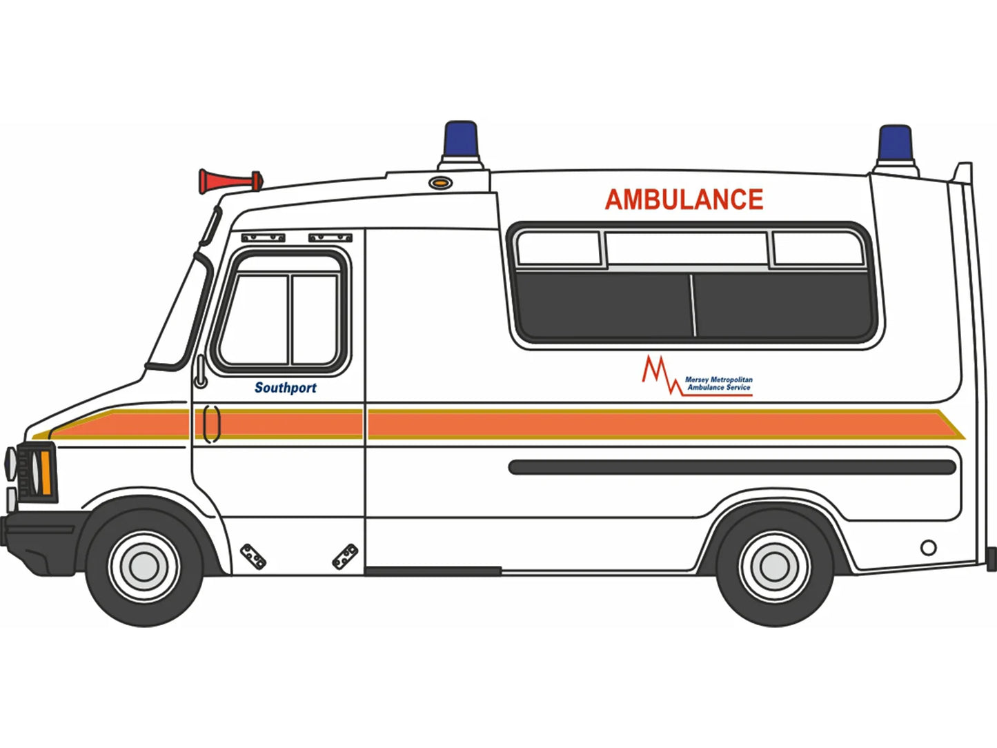 Oxford Diecast Bedford CF Hanlon Ambulance Merseyside Ambulance Service