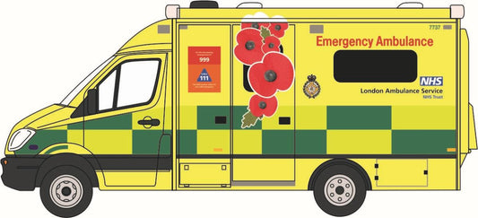 Oxford Diecast 76MA007 Mercedes London Ambulance Service Remembrance Day OO