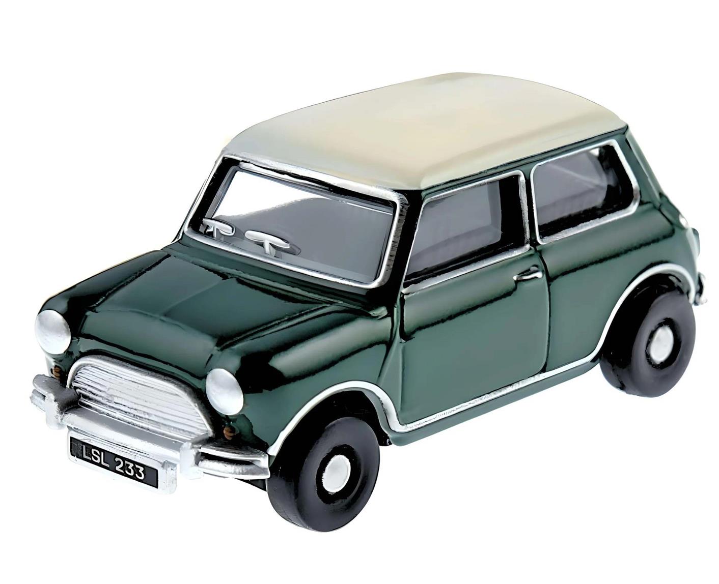 Oxford Diecast 76MN003 Austin Mini Almond Green/Old English White OO Gauge
