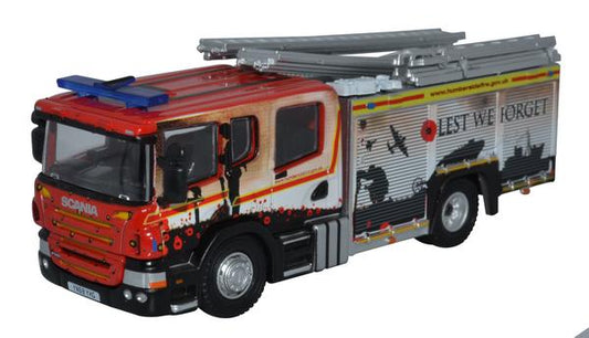 Oxford Diecast 76SFE011 Scania Fire Pump Ladder Humberside Fire and Rescue OO