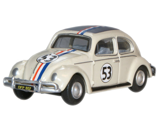 Oxford Diecast 76VWB001 VW Beetle Pearl White (Herbie) OO Gauge