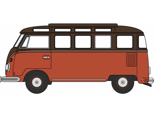 Oxford Diecast Volkswagen Split Screen T1 Samba Bus Sealing Wax Red/Brown