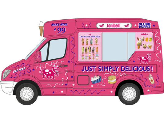 Oxford Diecast Mercedes Whitby Mondial Ice Cream Van Tonibell OD76WM009 OO Gauge