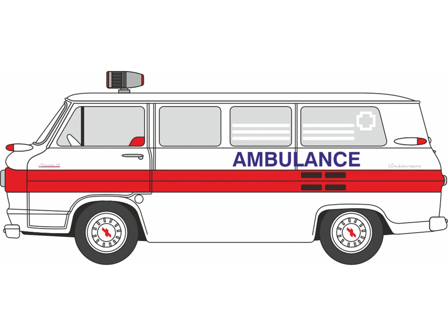 Oxford Diecast 1962 Chevrolet Corvair Greenbrier Amblewagon Ambulance