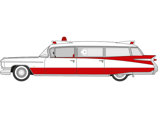 Oxford Diecast 1959 Cadillac Miller-Meteor Ambulance OD87CM59001 HO Gauge