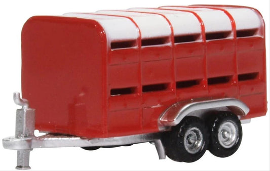 Oxford Diecast NFARM004 Livestock Trailer Red N Gauge