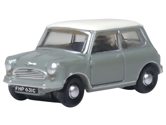 Oxford Diecast NMN009  Classic Mini Tweed Grey/Old Engish White N Gauge