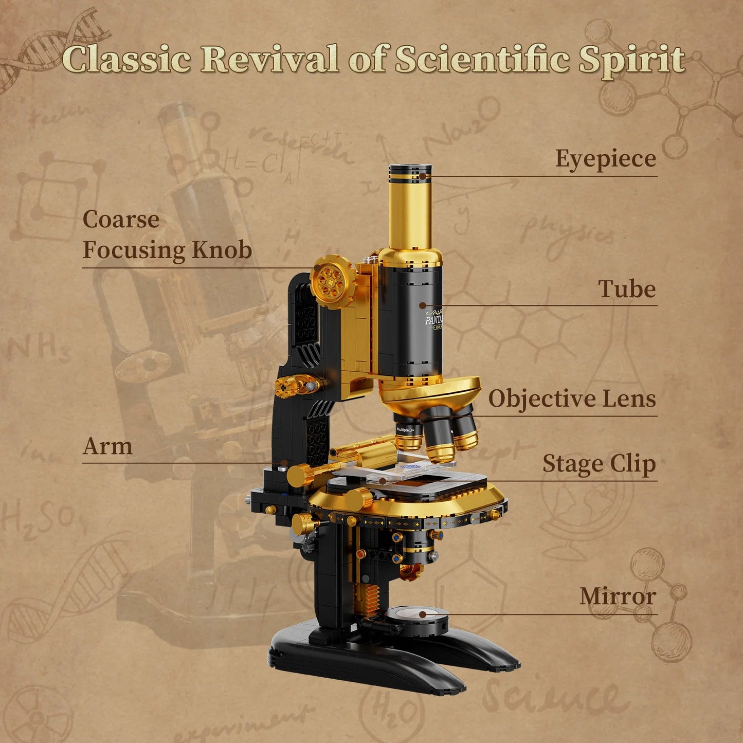 Pantasy Retro Microscope with Accessories Set - 1107pcs PA85034