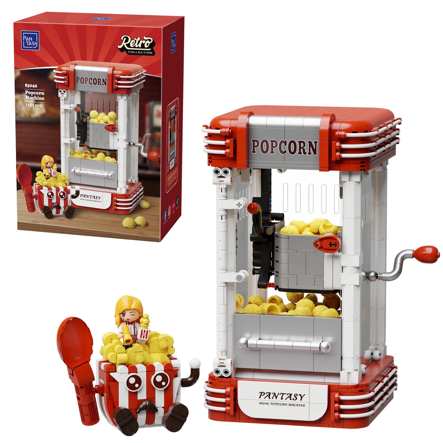 Pantasy Retro Popcorn Maker Machine - 1201pcs PA85046