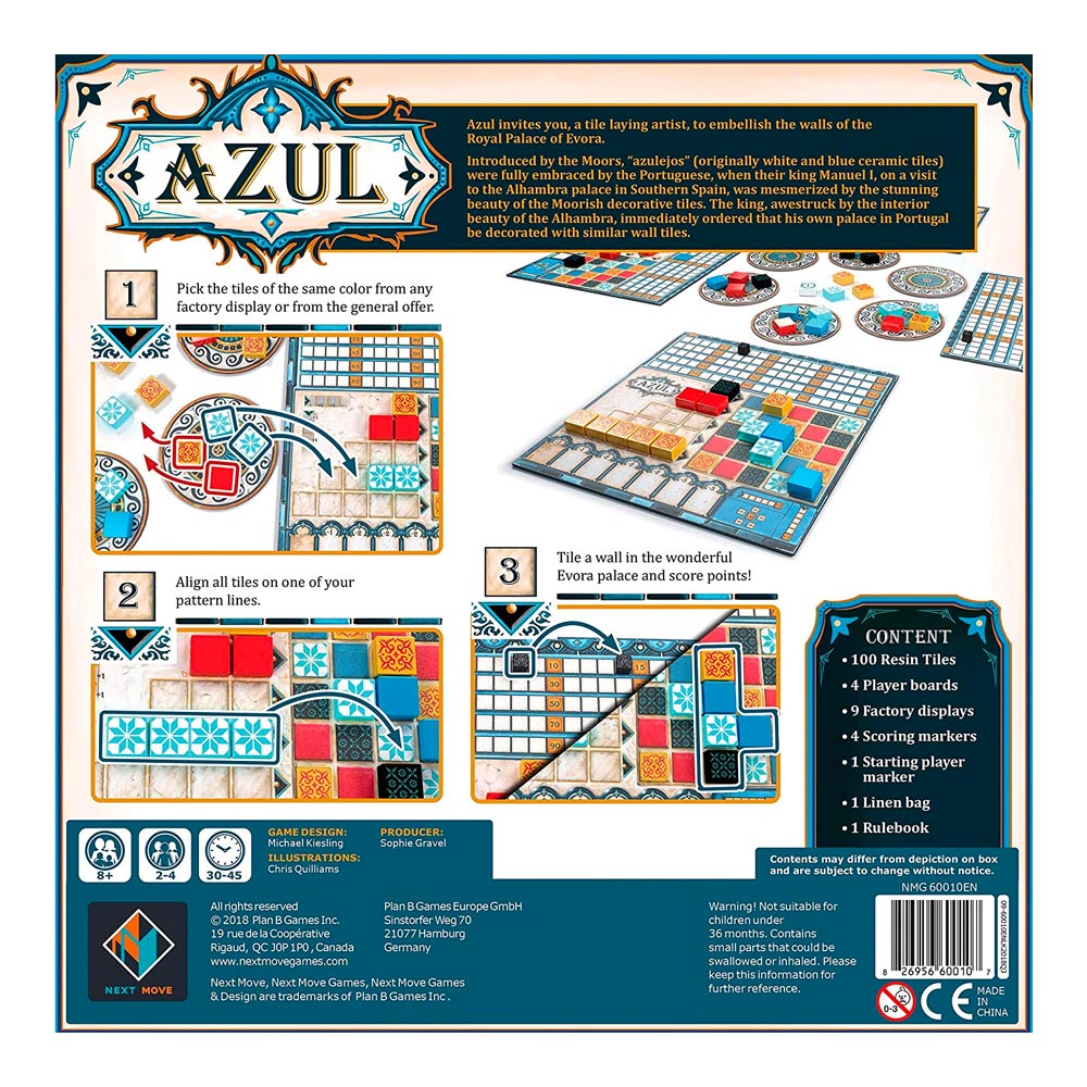 Azul - Board Game - Age 8+ - 2-4 Players - 30-45min