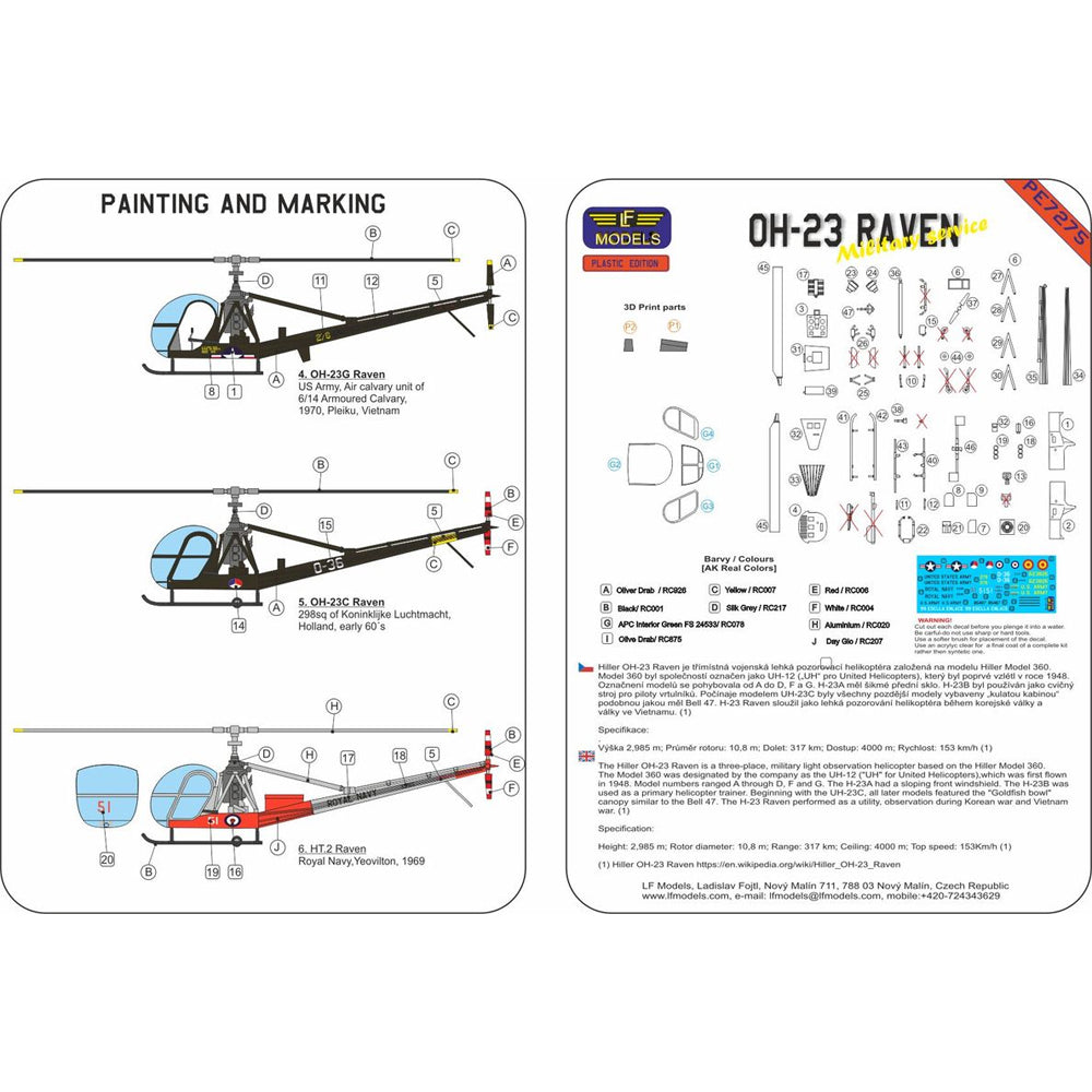 LF Models PE7275 OH-23 Raven Military Service 1:72 Model Kit