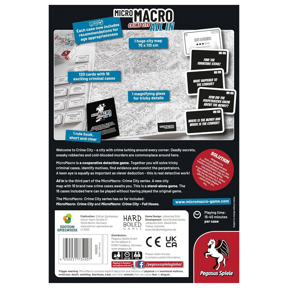 MicroMacro: Crime City 3: All In - Coop Detective Board Game Age 12+ 1-4 Players