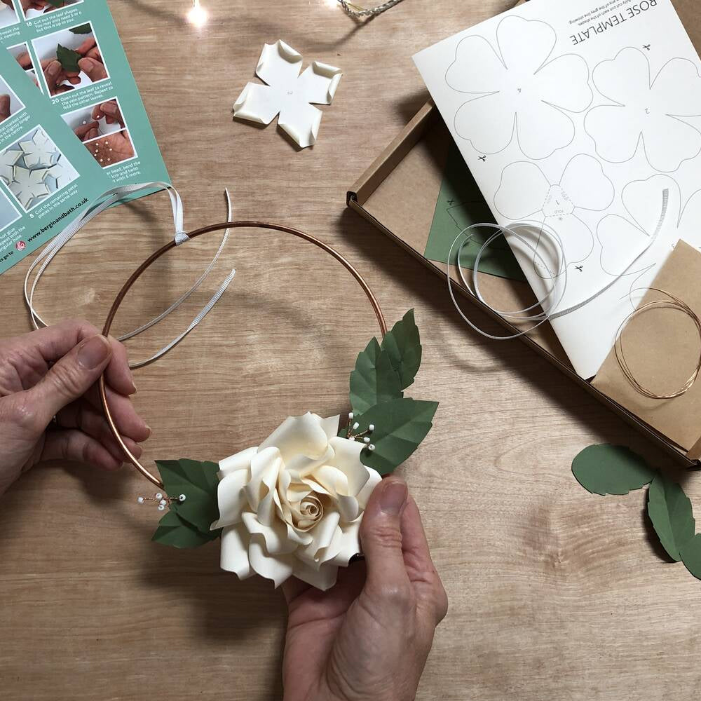Bergin & Bath Rose Wreath Paper Flower Craft Kit
