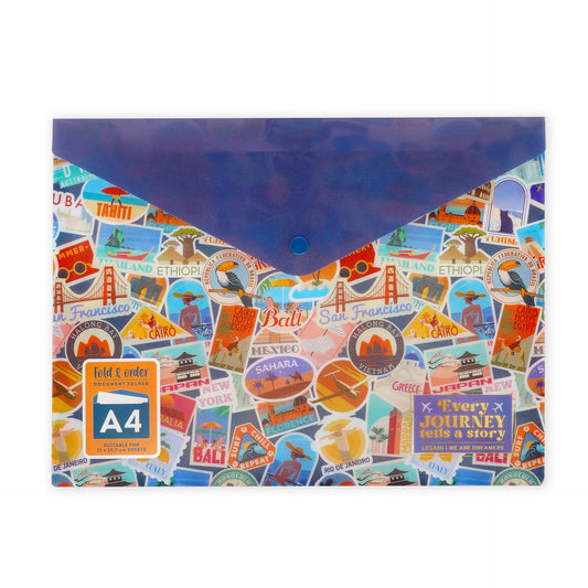 Legami Fold & Order Document Folder - Travel - Stickers