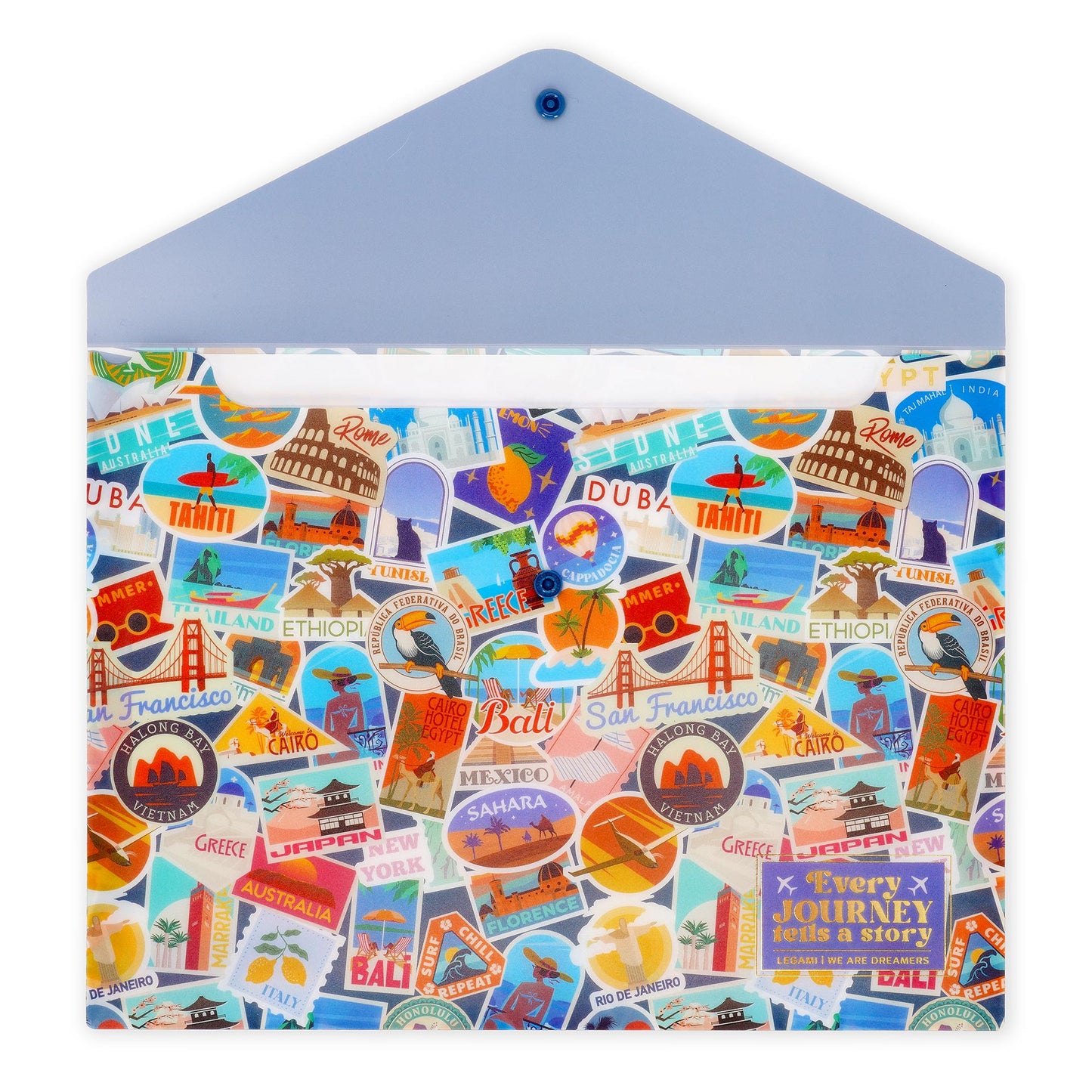 Legami Fold & Order Document Folder - Travel - Stickers