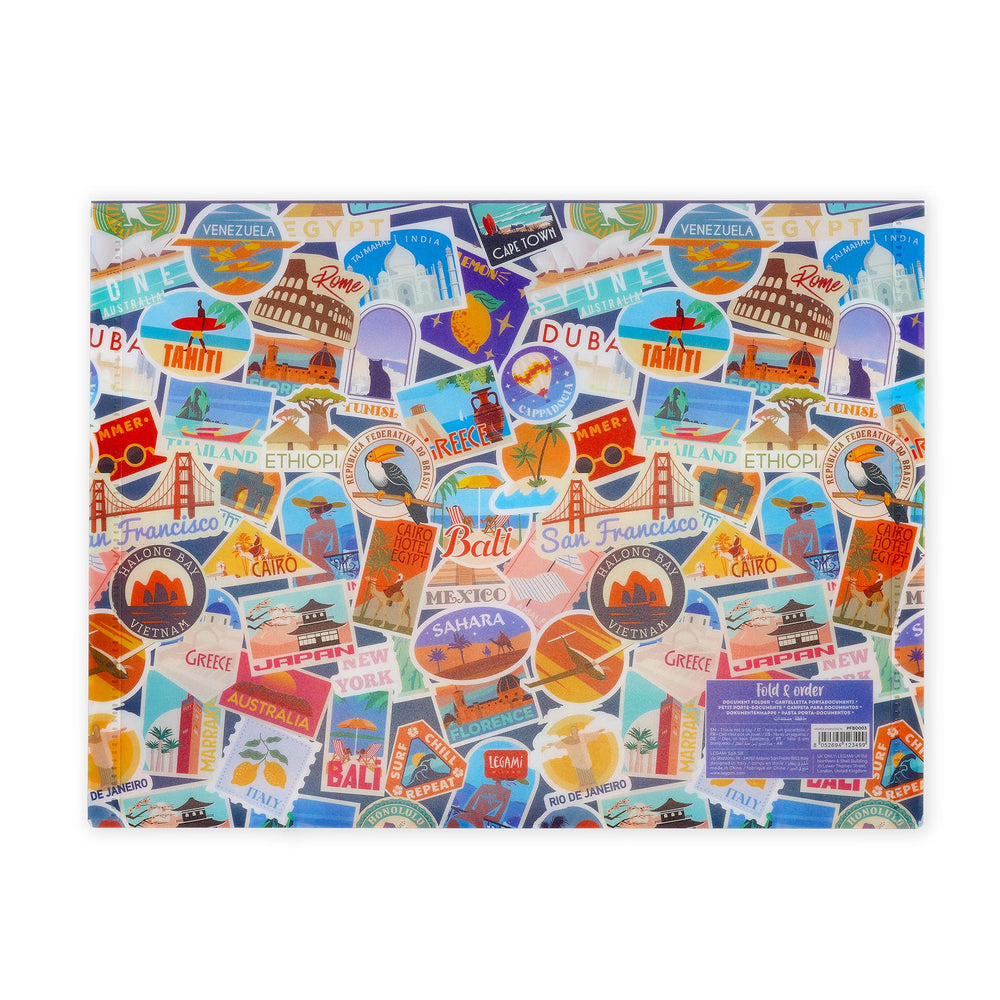 Legami Fold & Order Document Folder - Travel - Stickers