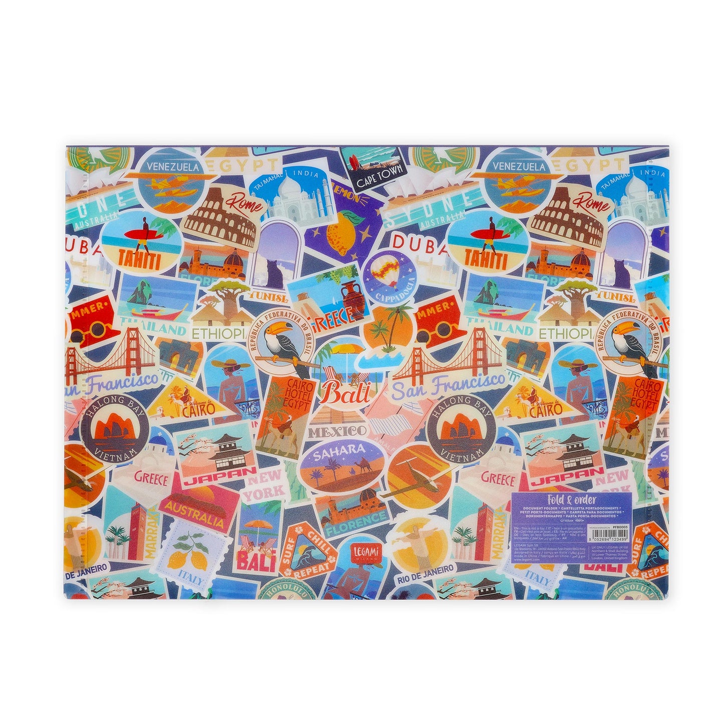 Legami Fold & Order Document Folder - Travel - Stickers