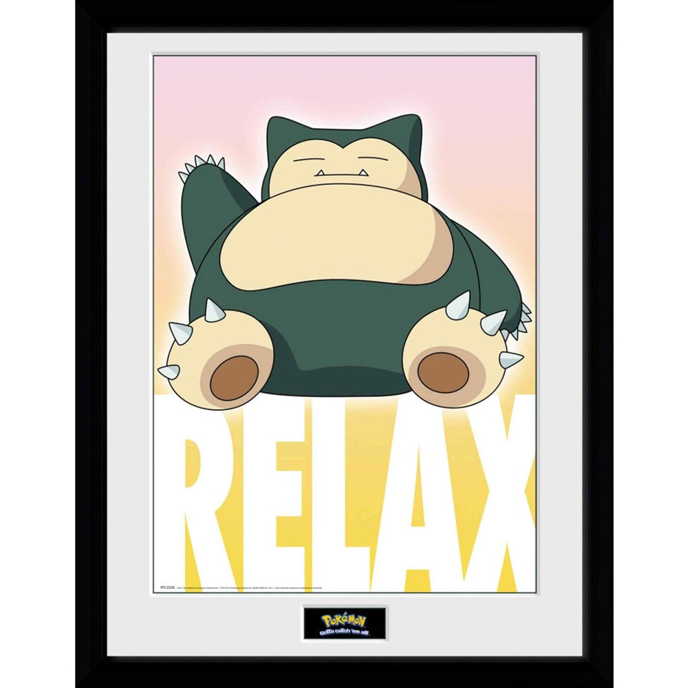 POKEMON - Snorlax RELAX Framed Print 12" x 16"
