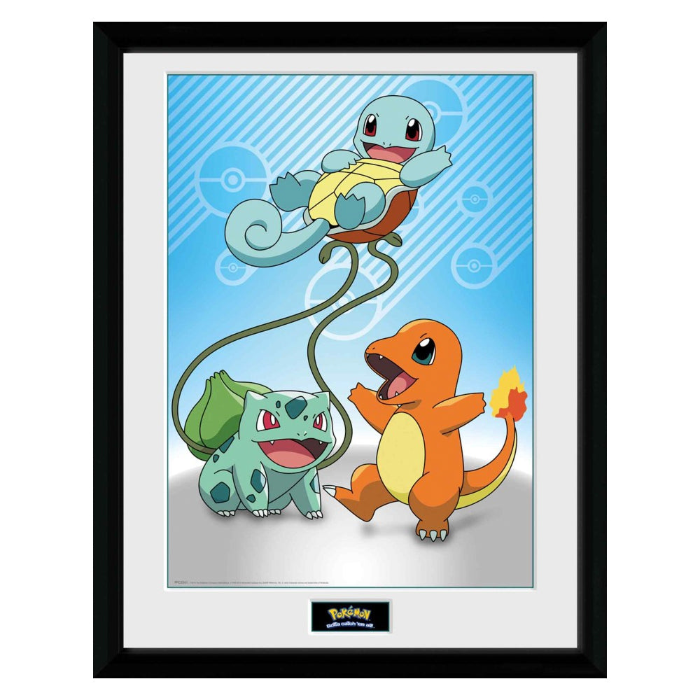 POKEMON - Kanto Starters Framed Print 30.5cm x 40.6cm