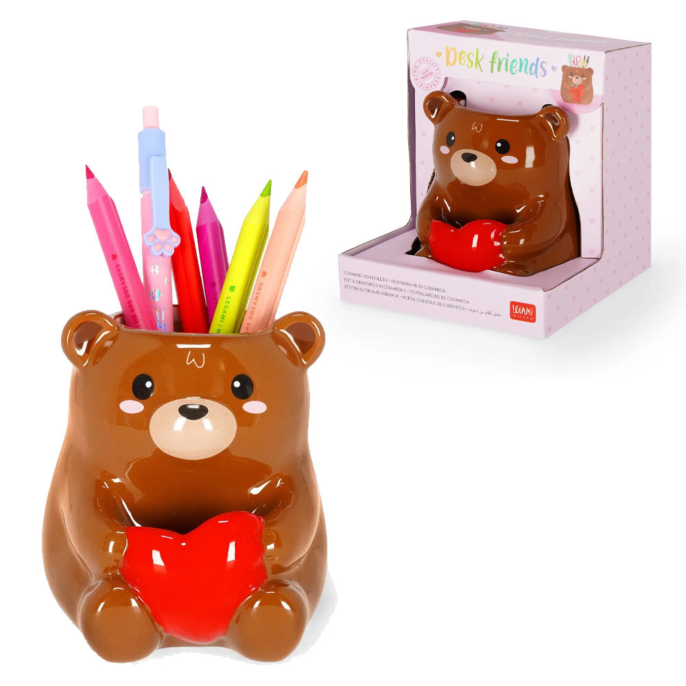 Legami Desk Friends Ceramic Pen Holder - Teddy Bear