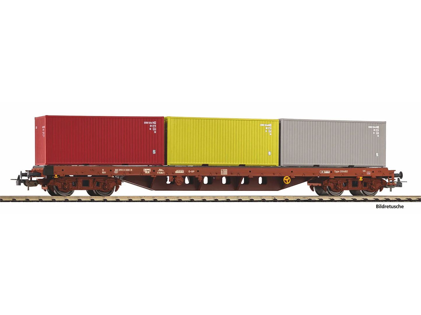 Piko Classic SNCB Bogie Flat Wagon w/3 x Container Load V PK24539 HO Gauge