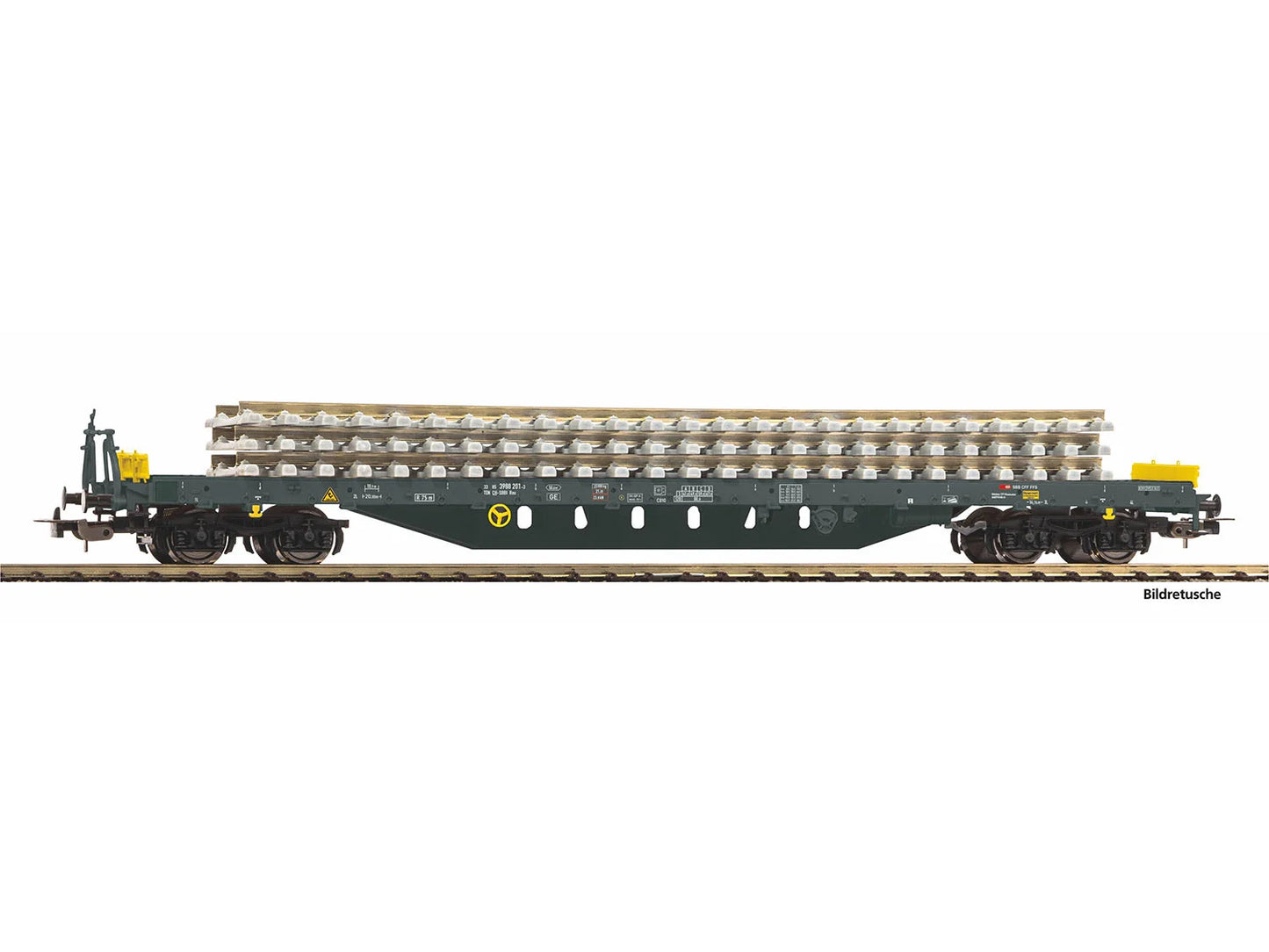 Piko Classic CH-SBB Bogie Flat Wagon w/Track Load VI PK24547 HO Gauge