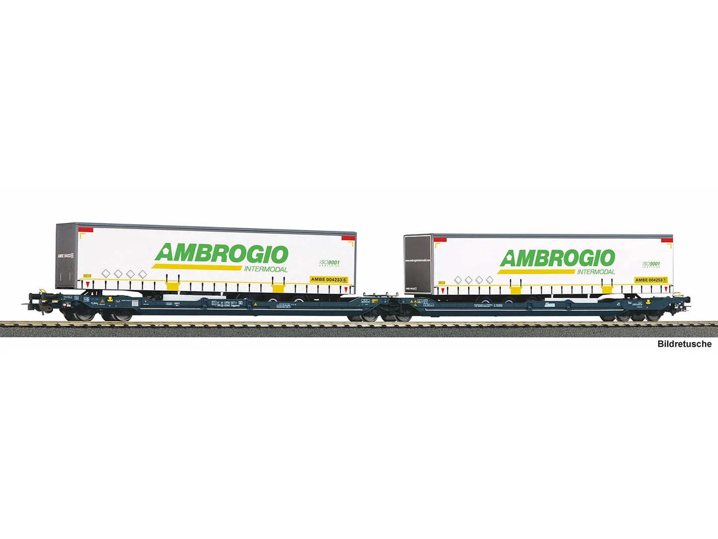 Piko 24635 Expert Wascosa T3000e Flat Wagon w/Ambrogio Trailers VI HO Gauge