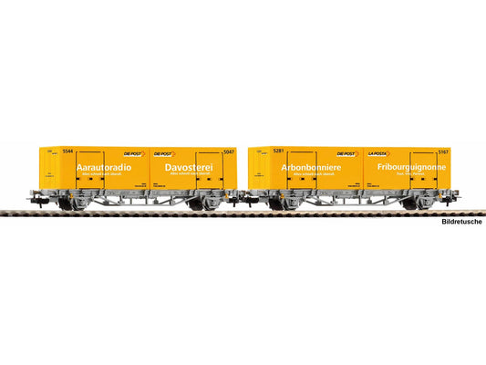 Piko 27748 Hobby CH-Aae Postal Container Wagon Set (2) VI HO Gauge