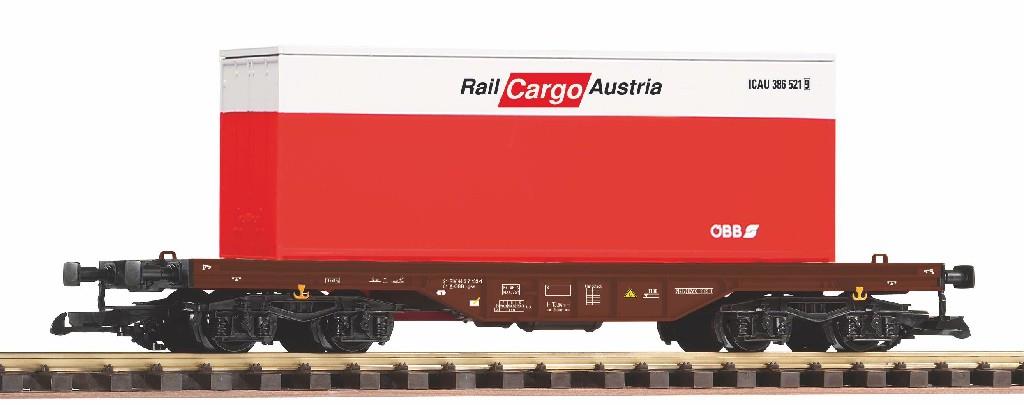 Piko 37011  Rail Cargo Austria Flat Wagon w/20' Container Load V G Gauge