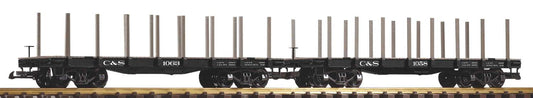 Piko C&S Bogie Flatcar w/Stakes Wagon Set (2) G Gauge PK38785