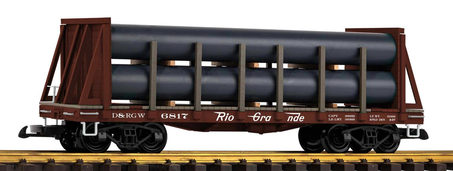 Piko D&RGW Bulkhead Flatcar w/Pipe Load G Gauge PK38795